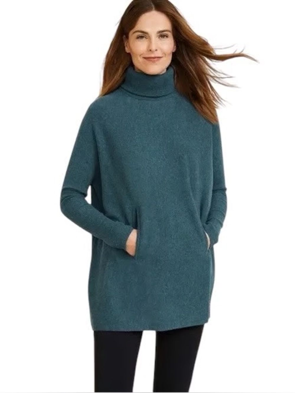 Garnet Hill oversized Turtleneck sweater cashmere wool Tunic size XL